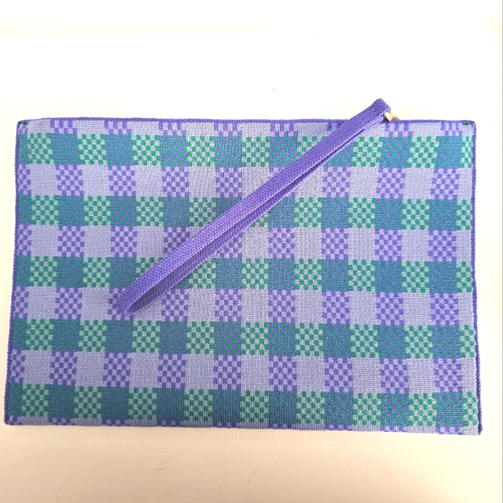 Blueberry Gingham Wristlet Clutch